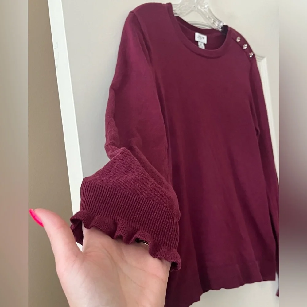 J. Crew Women's Plum Long Sleeve Sweater with Button Detail Size Small
